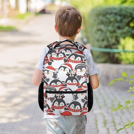 KAXVZER Penguin Backpack for Girls, 16 Inch Black Backpacks for School, Fashion Lightweight Bookbag for Kids