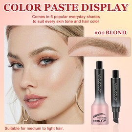 Brow Fection Angled Brush & Dip, Beginner Liquid Eyebrow Brush, Long Lasting Waterproof Microblading Eyebrow Pencil, Natural Brows Eyebrow Pen, Multi-Functional Pressed Wild Brow Pencil (Blond)