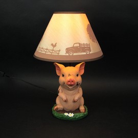 DWK Muddy Delight Decorative Farmhouse Pig Table Lamp