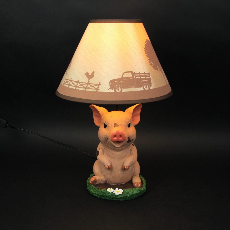 DWK Muddy Delight Decorative Farmhouse Pig Table Lamp