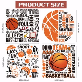 SUPERDANT 4PCS Basketball Iron on Transfer Paper DIY Sports Heat Transfer Sticker Washable Iron-on Decals for T Shirts DTF Transfers Ready to Press for Kids Clothing Backpacks Bag Jackets