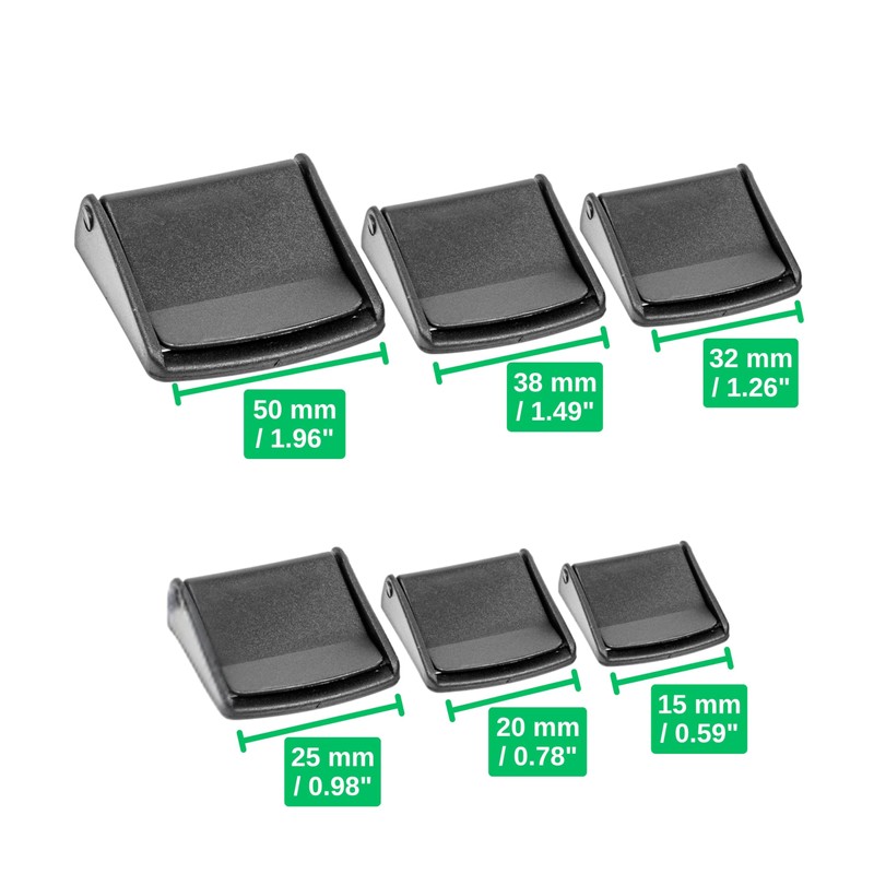 4 Pcs Black Plastic Clamp Buckles for 15mm Wide Webbing