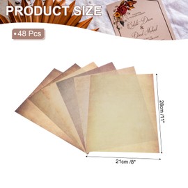 sourcing map 48 Sheets Vintage Paper, Parchment Standard Printer Paper Double-Sided Old Aged Sheet 11 x 8 Inch Light Brown for Scrapbooking, Gift Wrapping, Certificates