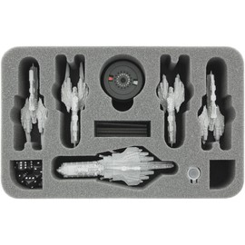 Feldherr HS050DF02 50 mm half-size foam tray compatible with Dropfleet Commander - UCM Battleship and Cruisers + FREE capsule compatible with pegs