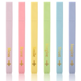 JIXZEN 6Pcs Bible Highlighters, No Bleed Bible Highlighters Assorted Colors, Candy Colors with Soft Chisel Tip, Cute Aesthetic Highlighter for Bible Study Marking Painting Journaling