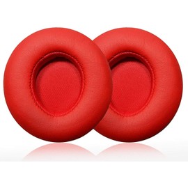 Replacement Ear Pads Ear Cushion Kit Memory Foam Earpads Compatible with Beats Solo 2 Solo 3 Wireless Headphones with Soft Protein Leather (Red)