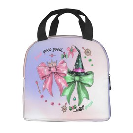 Pink Goes Good With Green Lunch Box Reusable Lunch Bag Women Adult Insulated LunchBox for Work Picnic Hiking Beach
