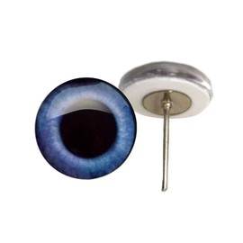 Blue Bunny Rabbit Hare Glass Eyes On Wire Pin Posts for Making and Crafts - Choose Your Size 6mm, 8mm, 10mm, 12mm, 14mm, 16mm (10mm)