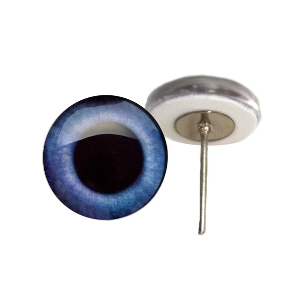 Blue Bunny Rabbit Hare Glass Eyes On Wire Pin Posts