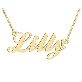 18k Gold Plated Lilly Name Pendant Necklace Nameplate Necklaces Womens Stainless Steel Graduation Mother Jewelry