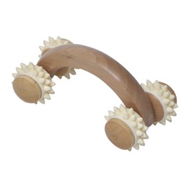 EVIDECO French Home Goods Wellness Wooden Body Massager Wheel 4 Rotable Rollers