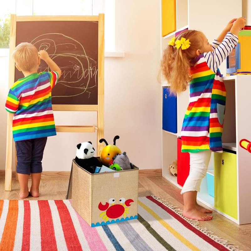 Relaxdays Storage Box, Turtle, Fabric Box for Children, Foldable, HBD: