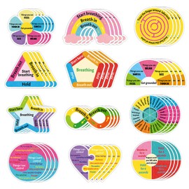 48 Pcs Breath Calm Anxiety Sensory Stickers Reusable Mindfulness Stickers Calming Strips Adhesive Sensory Strips for School Office Classroom Desk Adults Teens Counselor Tension Fidget Supplies