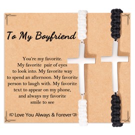 Tarsus Gifts for Boyfriend, Boyfriend Christmas Gifts, Boyfriend Gifts Ideas Cross Couples Bracelets Valentines Day Anniversary Birthday Boyfriend Gifts for Him