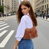 Sunwel Fashion Women Western Small Fringe Underarm Purse Shoulder Bag