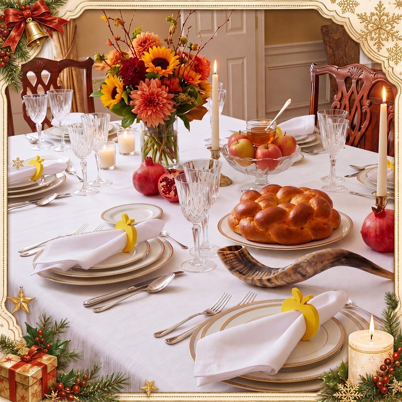 Gandeer 24 Pcs Rosh Hashanah Cloth Napkin, Wooden Apple Napkin