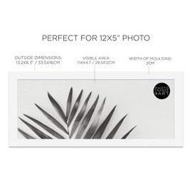 pf+a REAL GLASS White Panoramic Picture Frame For 12x5 Photo - Oxford White 12x5 Photo Frame/Frame For 12x5 Photo