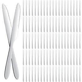 Nuenen 100 Pieces Dinner Knives Set, 8.3 Inches Durable Butter Knife Stainless Steel Serrated Table Knives, Steak Knives Silverware for Home, Restaurant, Kitchen, Dishwasher Safe and Mirror Polished