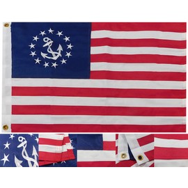 Trade Winds US Yacht Ensign 2x3 2'x3' Premium Quality Fade Resistant 600D Nylon Embroidered Flag Banner Grommets With 2 Clips