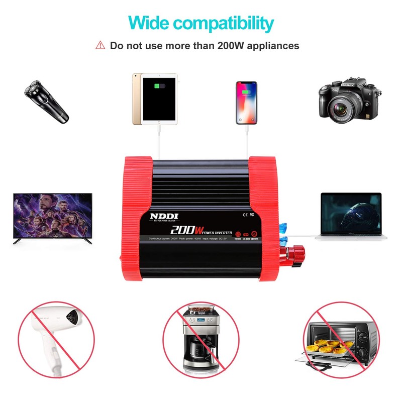 200W Car Power Inverter 12V DC to 110V AC Converter