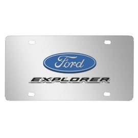 iPick Image for Ford Explorer 3D Dual Logo Mirror Chrome Stainless Steel License Plate