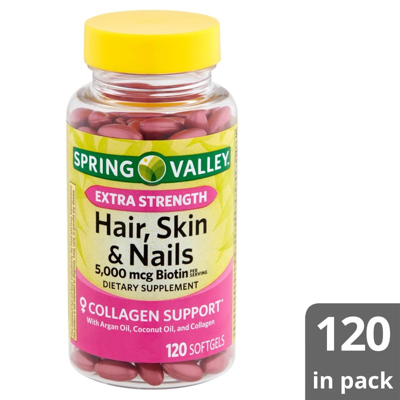 Spring Valley Extra Strength Biotin Hair Skin,Nails Diet Supplement 2pk