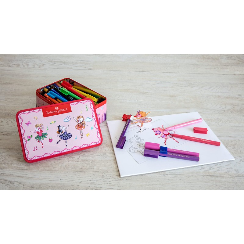 Faber-Castell 155534 - Filzstifte Connector Ballerina Etui mit 33 Stiften