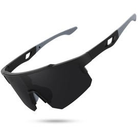 STORYCOAST Polarized Sports Sunglasses for Men Women Fishing Cycling Bike Running Sun Glasses UV Protection Matte Black Frame/Gray Lens