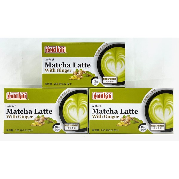 Gold Kili Instant Matcha Green Tea Ginger Latte (Pack of 3) 30 Packets