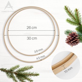 ANNASAMDO Pack of 12 Wooden Rings for Crafts, 6 x 26 cm / 30 cm Dream Catcher Rings Bamboo Flower Wreath Macrame Floral Hoop Set for DIY Wedding Wreath Decor and Wall Hanging Craft Flower Wreath Door