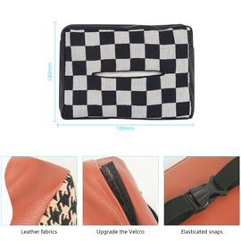 CGEAMDY Auto-Rücksitz-Kopfstütze Hängende Taschentuchboxen, PU-Leder-Auto-Tücherhalter, Auto-Serviettenbox-Halter, Tissue Holder Car Back Seat Headrest Hanging Tissue Boxes(Schwarz Weiß Quadrat)