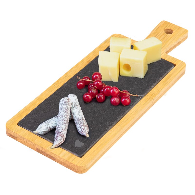 Westmark Bamboo and Natural Slate Serving Board with Motif and