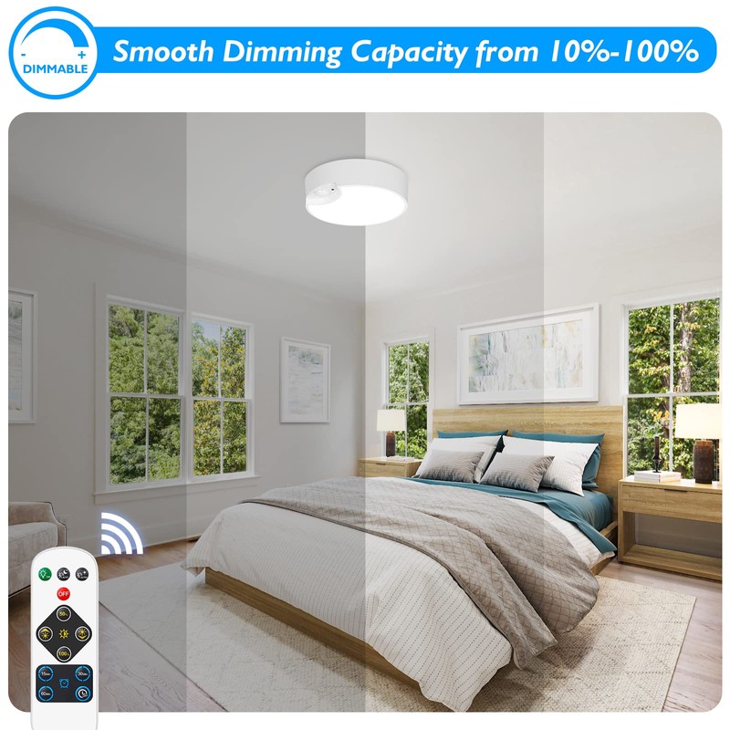 2-Pack Motion Sensor LED Ceiling Lights Battery Operated, 7.48inch 6500K