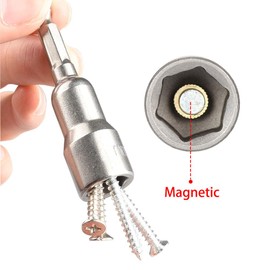 Saipor 5 Pieces 1/4 Inch Hex Shank Socket Wrench Set Magnetic Socket Set Socket Bit Adapter Hexagon Drill Impact Nuts Driver Drill Bits for Drills, Cordless Screwdrivers (13 x 65 mm)