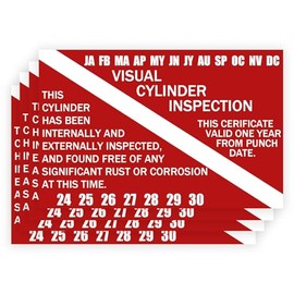 Generic Scuba Tank Visual Inspection Sticker 5×7 Inch Scuba Visual Cylinder Tag Years 2024-2030 (20 Pack) (RED)