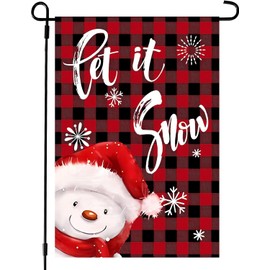 Merry Christmas Snowman 12x18 Inch Double Sided Burlap Garden Flag Outdoor Patio Decoration Flag -A