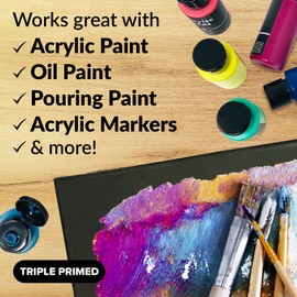 Stretched Black Canvas for Painting Bulk 10 Pack Small Canvases for Painting Blank Canvas for Painting 11x14 Stretched Canvas for Paint for Artists Gesso Primed for Oil, Acrylic, and Watercolor Art