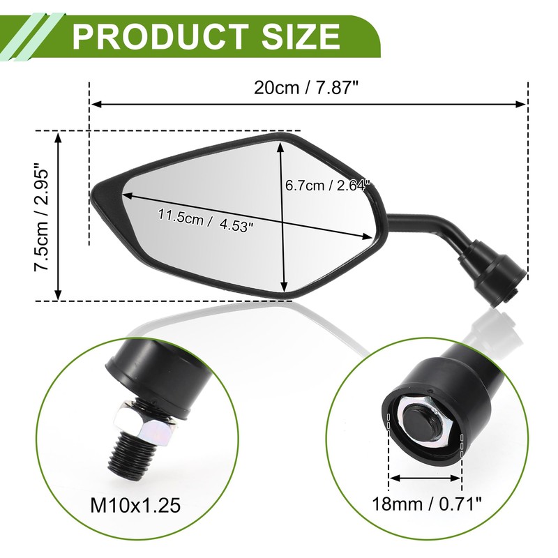 HOPESPANNER Universal Motorcycle Rear View Mirrors Adjustable Bar End Side