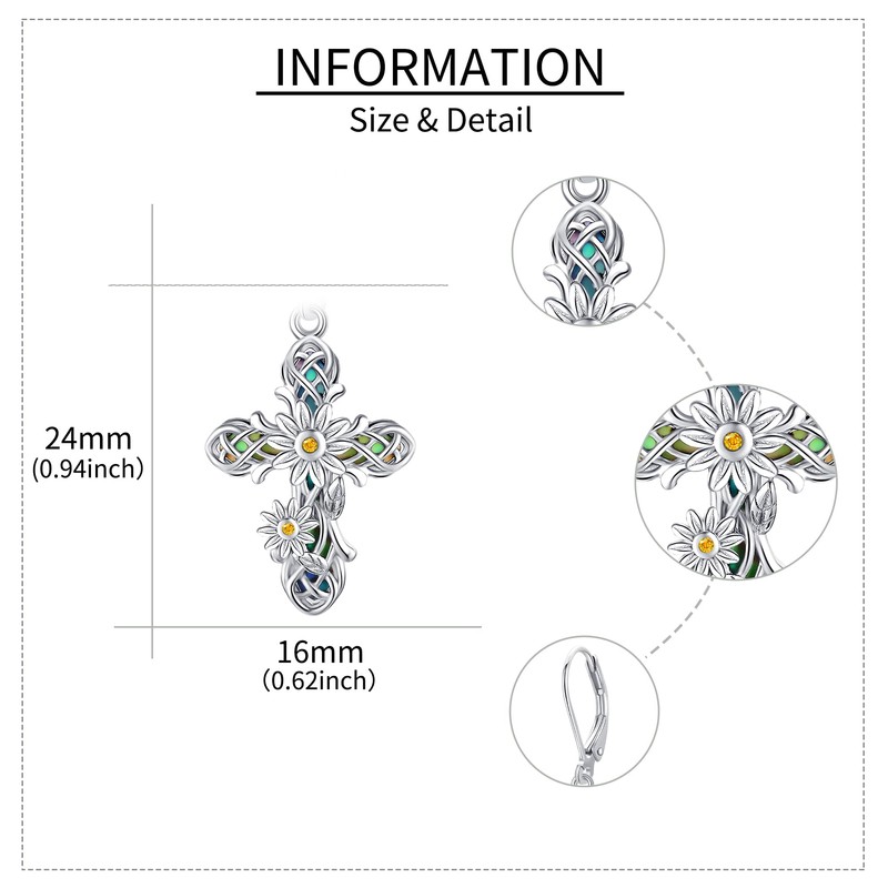 Cross Earrings 925 Sterling Silver Cross Dangle Drop Earring Gifts