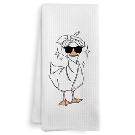 XNXLDYLH Funny Duck Bathroom Kitchen Towels, Preppy Bathroom Decor, Duck Kids Nursery College Dorm Decorations Decor Dish Hand Tea Towels for Kitchen, 16x24 Inch