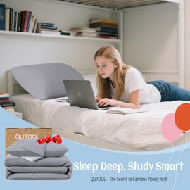 QUTOOL Cooling Comforter Twin Size, Double-Sided Cooling Blankets for Hot Sleepers and Night Sweats, Silk Smooth Ice Cool Comforter with 1 Pillowcase, Breathable & Lightweight Grey, 68"x90"