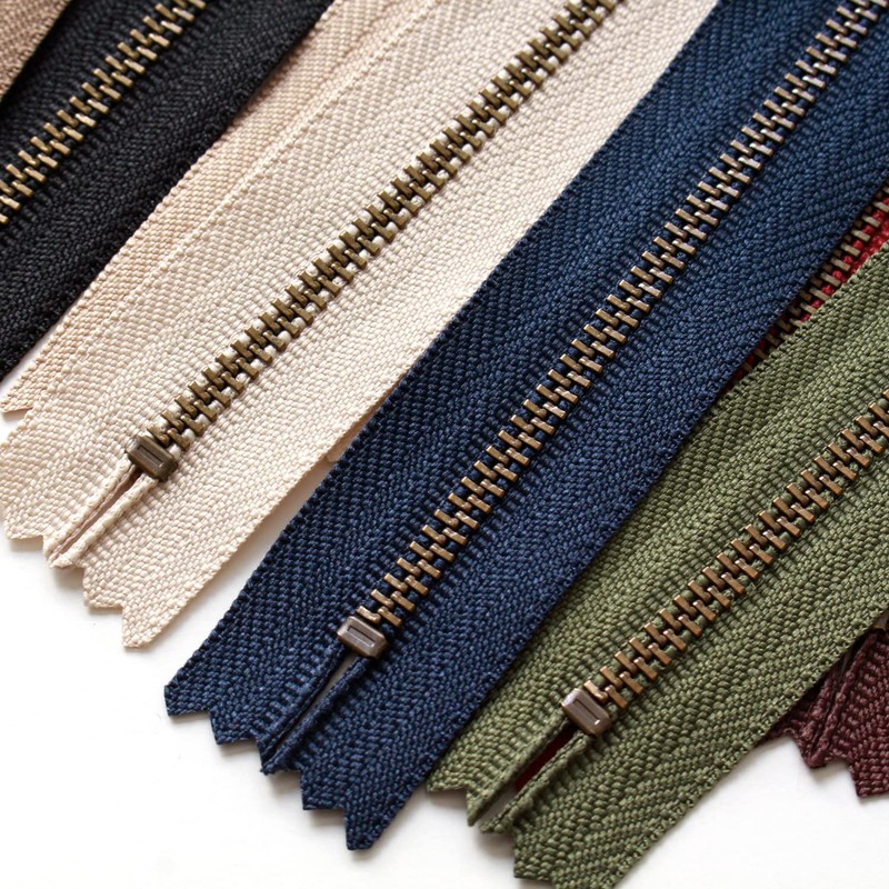 Y.K.K YKK Zipper with Beads, 3.9 inches (10 cm), Antique