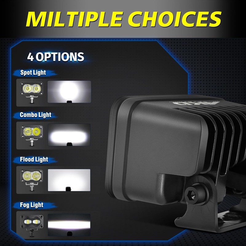 LED Pods, AKD Part 4Pcs 3" 80W Flood CREE LED