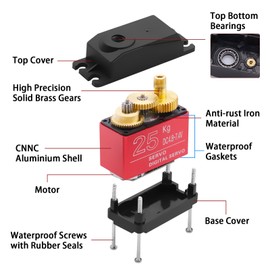 QIQIAZI Servo Motor 25 kg, 2 Pieces Servo Digital Metal, Servo Motor Digital Servo Motor RC Servo 180° for RC Aeroplane Helicopter / RC Car Boat for Arduino
