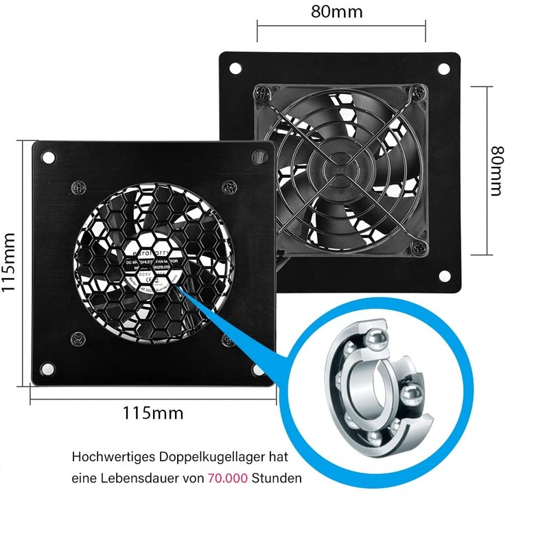 euroharry USB Fan, 80 mm Fan, with 3-Speed Adjustable 5