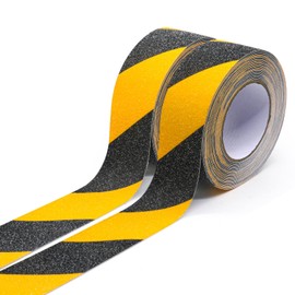 BOMEI PACK Anti Slip Safety Grip Tape,50mm x 10M Non Slip Stair Treads Hight Traction Grip Tape for Steps,Indoor and Outdoor Use,2 Rolls Pack,Yellow/Black