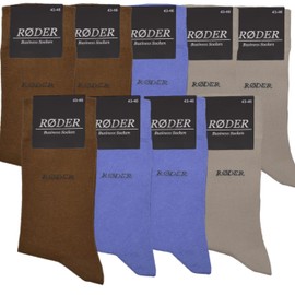 RØDER Premium Business Socks Men's Elastic Comfortable Black Socks with Comfort Waistband Pack of 9, Mix 4