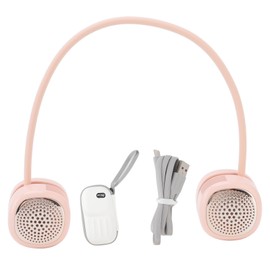 Bladeless Neck Fan 3W 5V Portable Foldable Pocket Fan Double Turbine Type LED Light USB Charging Pink Neck Fan USB Fan