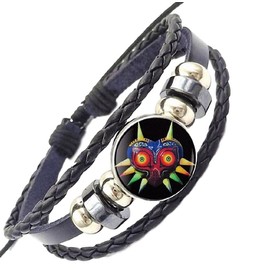 New Horizons Production Legend Of Zelda Majora's Mask Glass Domed Braided Leather Bracelet