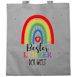 Shirtracer - Cotton Bag - Best Teacher in the World | Teacher Gift | Leaving Gift Teacher Gifts for Leaving Gifts Teacher | Cool Teacher Gifts, 2 Light Grey